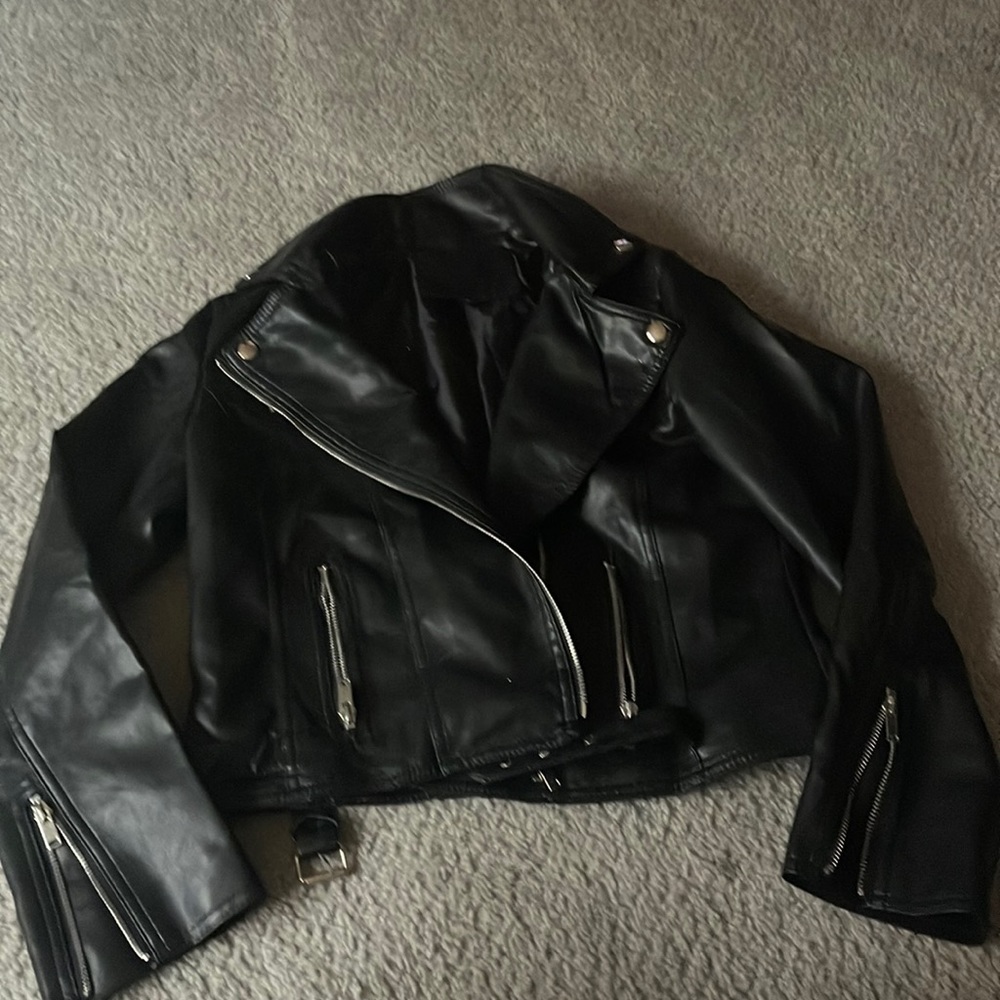 Juniors black leather Moto jacket